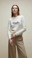 MONCLER EMBROIDERED LOGO PULL ECRU