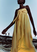 VINCE TIE SMOCKED DRESS YELLOW