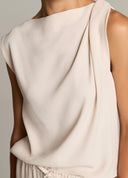 VINCE DRAPED SHOULDER TOP BLUSH CLOUD