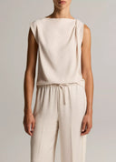 VINCE DRAPED SHOULDER TOP BLUSH CLOUD