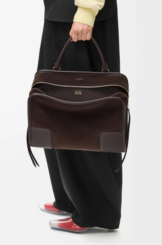 LOEWE LARGE AMAZONA 180 BAG SUEDE BROWN – mania-k webshop
