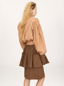 CHLOÉ GATHERED CROPPED JACKET REEF SHELL