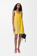 LOEWE WRINKLED TECHNICAL COTTON DRESS YELLOW
