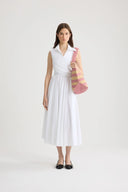 PATOU DRAPED MIDI DRESS WHITE