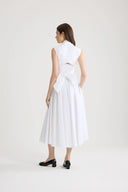 PATOU DRAPED MIDI DRESS WHITE