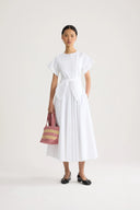 PATOU KNOTTED MIDI DRESS WHITE