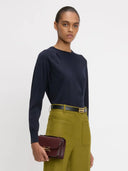 VICTORIA BECKHAM DRAPED PLEAT DETAIL PUL NAVY