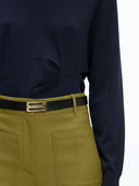 VICTORIA BECKHAM DRAPED PLEAT DETAIL PUL NAVY