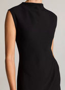VINCE DRAPED FUNNEL NECK DRESS BLACK