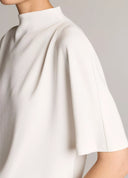 VINCE DRAPED FUNNEL NECK TOP WHITE