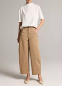 VINCE DRAPED FUNNEL NECK TOP WHITE