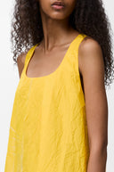 LOEWE WRINKLED TECHNICAL COTTON DRESS YELLOW