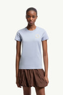 MONCLER EMBROIDERED LOGO T-SHIRT LIGHT BLUE