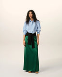 AMI PARIS CROPPED STRIPED SHIRT BLUE