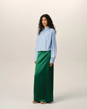 AMI PARIS CROPPED STRIPED SHIRT BLUE