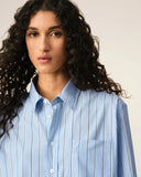 AMI PARIS CROPPED STRIPED SHIRT BLUE