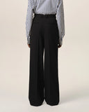 AMI PARIS HIGH WAIST WIDE LEG WOOL TROUSER BLACK