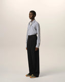 AMI PARIS HIGH WAIST WIDE LEG WOOL TROUSER BLACK