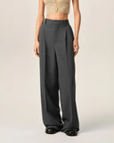 AMI PARIS HIGH WAIST WIDE LEG WOOL TROUSER GREY