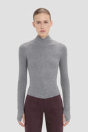 VICTORIA BECKHAM GEORGIA RIBBED KNIT GREY