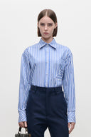 VICTORIA BECKHAM STRIPED POCKET DETAIL SHIRT BLUE/WHITE