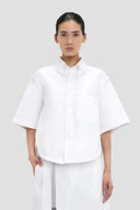 VICTORIA BECKHAM TRAPEZE SHIRT OVSD OPTIC WHITE