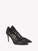 GIANVITO ROSSI CLAUDIA LACE PUMP 8.5CM BLACK