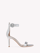 GIANVITO ROSSI PORTOFINO ANKLE STRAP SANDAL 8.5CM SILVER