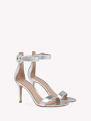 GIANVITO ROSSI PORTOFINO ANKLE STRAP SANDAL 8.5CM SILVER