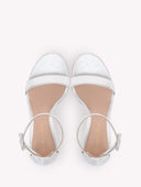 GIANVITO ROSSI PORTOFINO ANKLE STRAP SANDAL 8.5CM SILVER