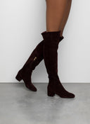 GIANVITO ROSSI ROLLING MID KNEE BOOT SUEDE BLACK