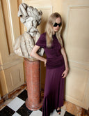 SELF-PORTRAIT GATHERED JERSEY DRESS BURGUNDY