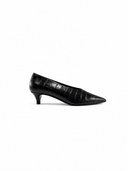THE GARMENT NICOLE CROCO EMBOSSED KITTEN PUMPS BLACK
