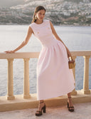 SELF-PORTRAIT PINK TAFETA DRESS MIDI