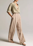 VINCE HIGH RISE PLEATED TENCEL TROUSER DRIED BLOSSOM