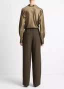 VINCE HIGH WAIST PLEATED TROUSER KHAKI