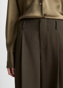 VINCE HIGH WAIST PLEATED TROUSER KHAKI