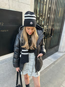 MONCLER BEANIE STRIPED BLACK/ECRU