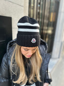 MONCLER BEANIE STRIPED BLACK/ECRU