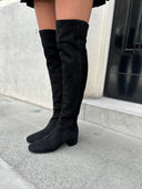 GIANVITO ROSSI ROLLING MID KNEE BOOT SUEDE BLACK