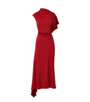 VERONICA BEARD BRETT ASYMMETRIC MIDI DRESS RED