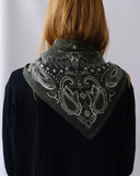 LESCARF CASHMERE PAISLEY SCARF GREEN 65CM