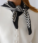 LESCARF CASHMERE STRIPED SCARF BLACK 65CM