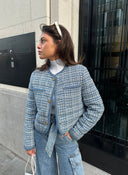 MONCLER ELIADI SHORT DOWN BOUCLE JACKET BLUE