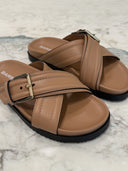 BARBARA BUI SLIDES LEATHER CAMEL