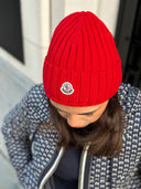 MONCLER BEANIE LOGO RED