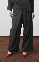 LA PISCINE STRIPED WRAP TROUSER DARK GREY