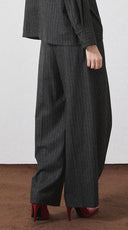 LA PISCINE STRIPED WRAP TROUSER DARK GREY