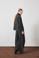 LA PISCINE HIGH NECK STRIPED SHIRT DARK GREY
