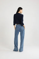 PATOU CROPPED TWEED JACKET NAVY BLACK